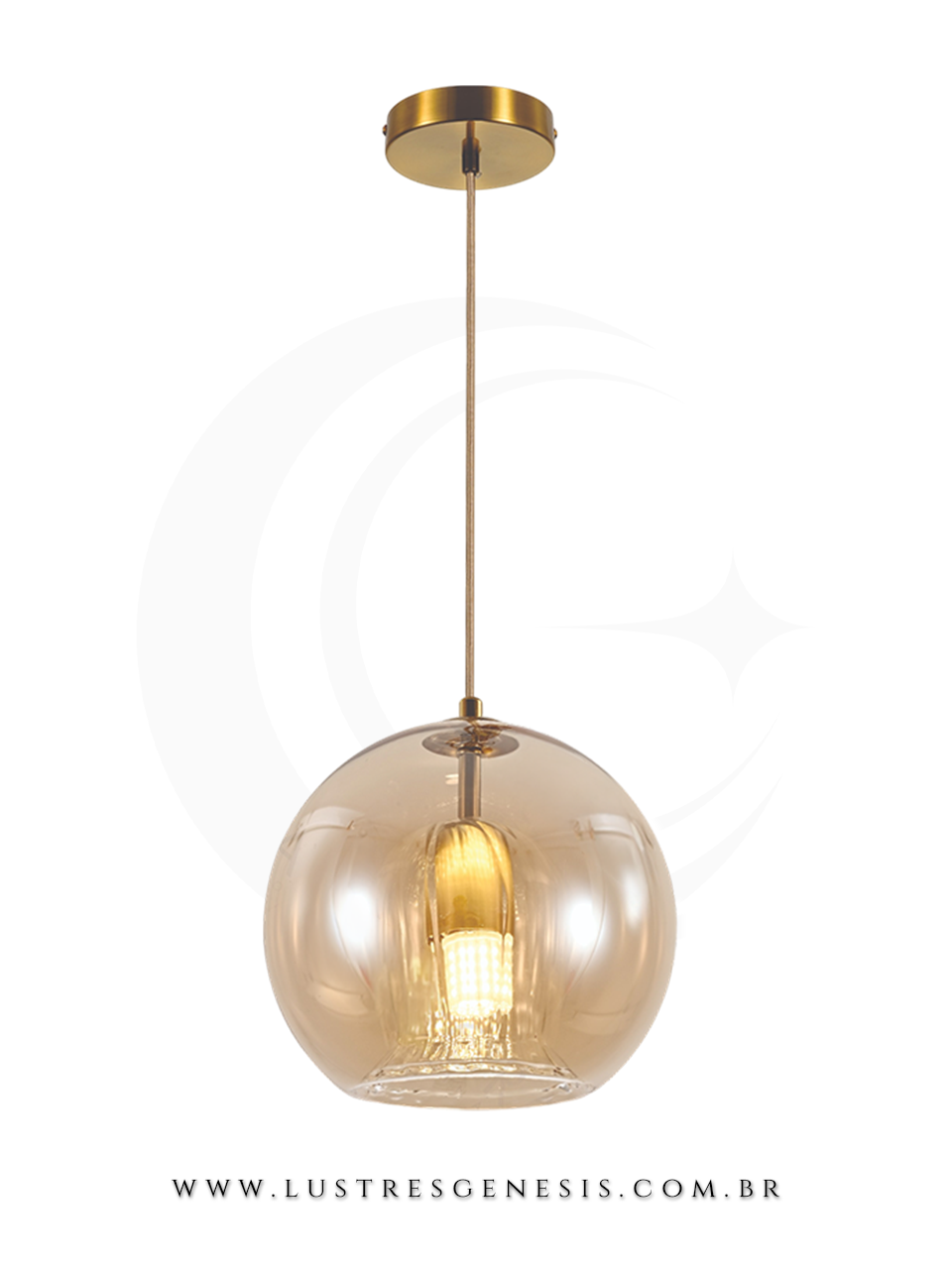 Luminaria Pendente Moderna Metal Bronze Vidro Transparente ou Âmbar E14 25x25cm, Cabeceira de Cama, Lavabo, Balcao de cozinha